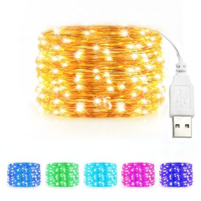 3/5/10M USB LED String Lights Copper Silver Wire Garland Light Waterproof Fairy Lights For Christmas Wedding Party Decoration
