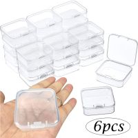 6PCS Mini Storage Box Plastic Transparent Earrings Rings Jewelry Beads Storage Case Small Jewelry Organizer Packaging Square Box