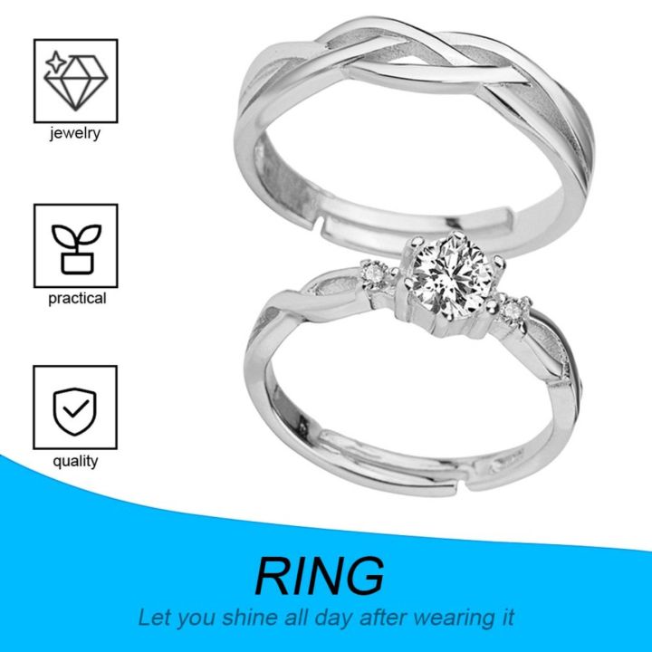 สินค้าขายดีแหวนคู่เพทาย1คู่ชุดแหวนสัญญาแต่งงานเงินแท้30