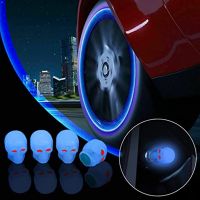 Universal Car Skull Luminous Tire Valve Cap Wheel Hub Glowing Dust proof Tyre Nozzles Stem Covers For Auto Motor Bike Decoration