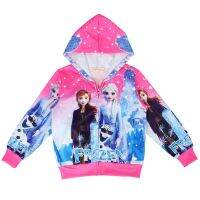 Frozenoanna Elsas การ์ตูน Hooded Jacket สำหรับชายและหญิงฤดูใบไม้ร่วงและฤดูหนาวการ์ตูน Hooded Jacket เด็กซิปด้านบน Cardigan 39038