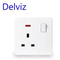 คุณภาพสูง Delviz UK 13A มาตรฐาน86มม. * 86มม. แผงสี่เหลี่ยม AC 110V ~ 250V บ้านเต้าเสียบสายไฟเปิด-ปิดเครื่องควบคุมแบบอังกฤษเบ้าติดผนัง Lcz392 Fi60