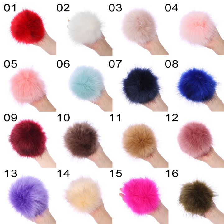 bqgbg63511หมวกปอมปอมขนาดใหญ่15ซม-หมวกแบบถักเลียนแบบขน-pompom-skullie