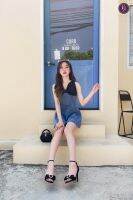 Black Ribbon Denim Jumpsuit ยีนสแต่งโบว์ดำตัดผ้ายันส์ทำให้ดูรูปร่างเพรียวมากขึ้นใส่สบายสุดๆ