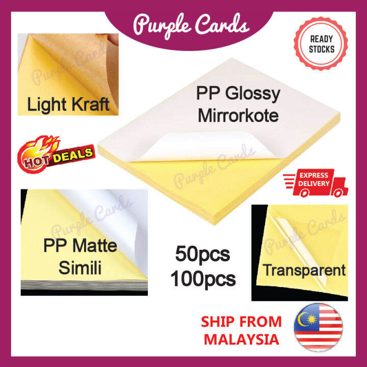 A4 Waterproof Sticker Paper / PP Glossy Sticker / Mirrorkote Sticker