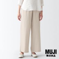 กางเกงขายาวผ้าป่านทรงกว้าง ผู้หญิง - MUJI Hemp Wide Easy Pants