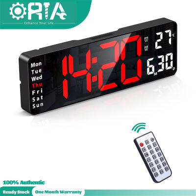 ORIA Large Digital Wall Clock with Remote 13" Large Display LED Alarm Clock with Time Date Temp Week, Desk Clock with Countdown Function, 12/24H, Adjustable Brightness for Living Room Gym Shop Warehouse Office Classroom Decor pdo