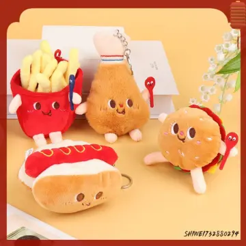 Cartoon Hot Dog Shaped Plush Bag Pendant Keychain