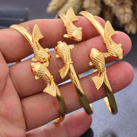 4Pcsset Ethiopia 24k Dubai Gold Fish Bangles For Women African Party Wedding Flower Gifts Bangles&amp;Bracelets Jewelry Gifts