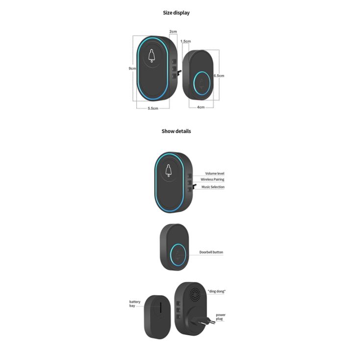 intelligent-doorbell-wireless-doorbell-home-welcome-doorbell-remote-smart-door-bell-chime-eu-plug-1receiver-1button