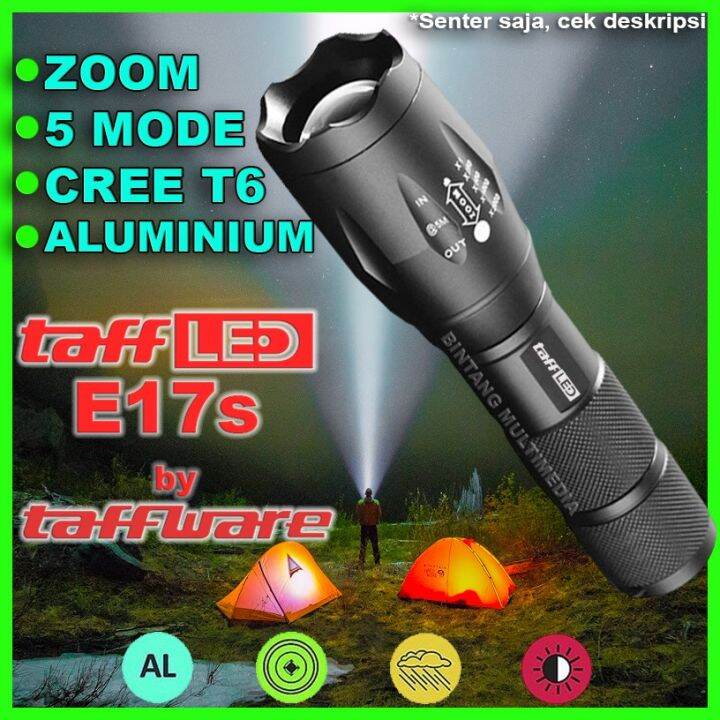 Senter Swat Led Taffled E S Cree Xm L T Police Tactical Lampu Camping Terang Lm By