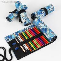 ☬☑❇ 12/24/36/48/72 Holes Canvas Roll Up Pencil Bag Pen Curtain Case Makeup Wrap Holder Stationery Storage Pouch School Office Supply