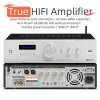 เครื่องรับสัญญาณคุณภาพสูงเครื่องขยายเสียง Hi-Fi แท้คุณภาพเสียงซีดีอินพุตแบบไม่สูญเสียพลังงานสูง150วัตต์แอมป์ลำโพงชั้นหนังสือสเตอริโอ AUX CD สมดุล XLR 5.3บลูทูธออปติคอลโคแอกเซียลไม่สูญเสีย USB