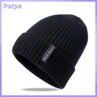 PERPE ถักนิตติ้ง ไร้ขอบขอบ หนาอบอุ่น หมวกสำหรับผู้หญิง หมวก skullies beanies หมวกฤดูหนาวผู้ชาย หมวกบีนนี่