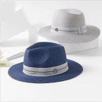 2020 New Summer Panama Hat For Women Black Ribbon Straw Hat Fashion Lady Church Caps Beach SunHat