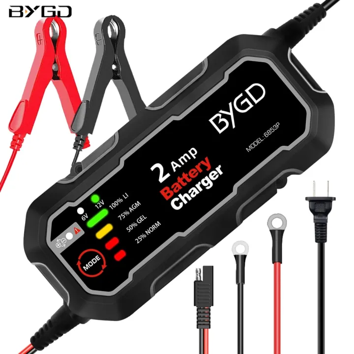 2 BYGD 2 Amp FullyAutomatic Smart Charger 6V 12V Car Battery Charger