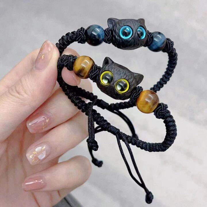 cute-cat-bracelet-for-two-adjustable-black-rope-bracelets-for-couple-friendship-unique-black-cat-bead-charm-bracelets-wholesale