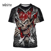 2023 new gothic 3d skull print T-shirt mens fashion casual personality cool death skull