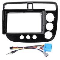 9in 2 Din Car Stereo Fascia Panel Frame Right-Hand Drive with Power Cord Fit for Honda Civic 2002-2005