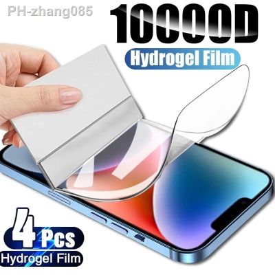 4Pcs Hydrogel Film Full Cover For iPhone 11 12 13 14 Pro Max Mini Screen Protector For iPhone 14 11 8 7 6 Plus X XR XS MAX Film