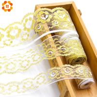 [HOT!] 10Yards 3 Sizes Gold Embroidered Lace Ribbon Soft Net Lace Trim Fabric Handmade DIY Sewing Decoration Wedding Party Supplies