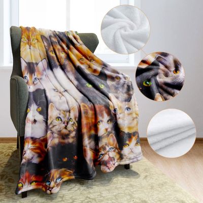（in stock）Cute cat Flannel design blanket, light weight, comfortable blanket, suitable for youth sofa, elderly gifts（Can send pictures for customization）