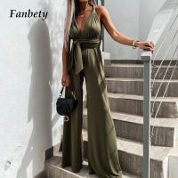 Women Elegant V-Neck Bandage Hollow Out Straps Jumpsuit 2021 Summer y Bodysuit Romper Female Fashion Casual Solid Playsuits