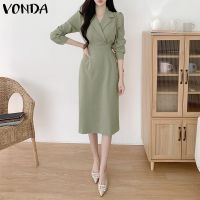 (จัดส่งฟรี)Fancystyle VONDA เสื้อผู้หญิงลำลองธุรกิจคอปกชุดเดรสเสื้อผ้าสาวออฟฟิศแขนยาวแบบทางการ