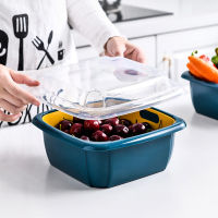 Newly 3 in 1 Kitchen Colander Strainer Bowl Set with Lid Household Double-Layer Drain Basket Multifunction Storage Containers