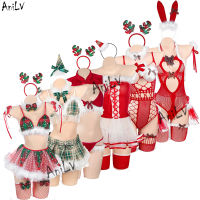 AniLV 2022 Christmas Series Costume Xmas Santa Tree Elk Snowflake Fishnet Bodysuit Pajamas Lingerie Uniform Cosplay