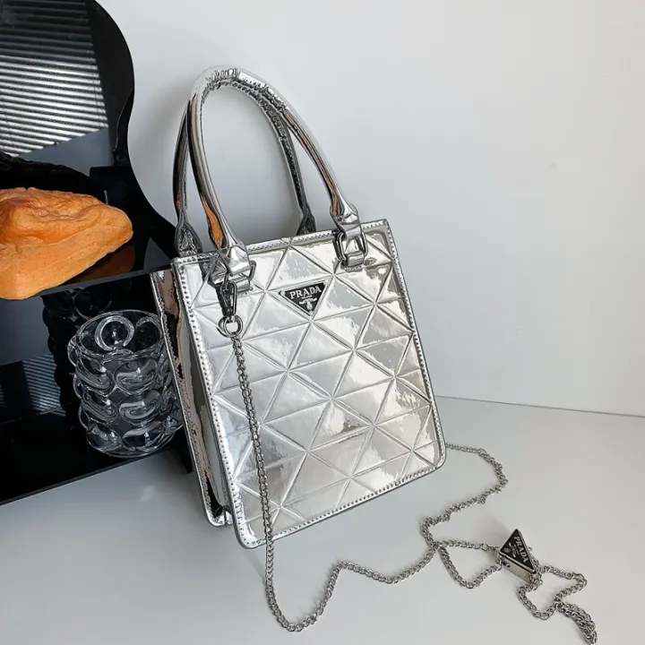 2022 new Korea buy mirror tote bag niche design sheet music bag chain bag  fashion Prada shiny diamond bag tote bag cross-body bag in stock | Lazada PH