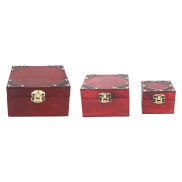 3pcs lưu trữ bằng gỗ Hộp hợp kim khóa Clasp trang sức cổ điển trường hợp