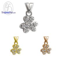 Finejewelthai-จี้-จี้เพชร-จี้ใบโคลเวอร์-จี้เงินแท้-P1162cz00 (สามารถเลือกสีตัวเรือนได้)