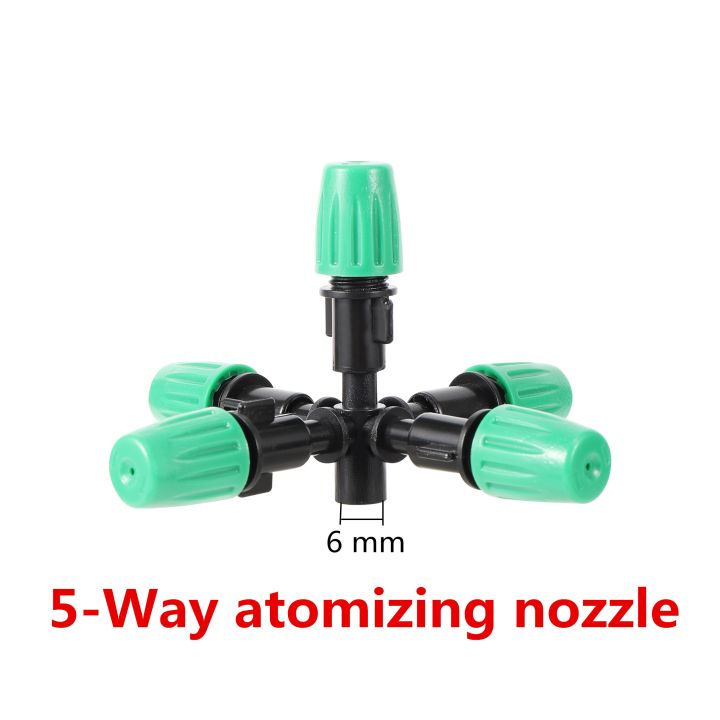 ；【‘； 6Mm Green 5-7Way Garden Sprinklers With Support Multi-Nozzle Adjustable Mist Sprinklers Atomizing Micro Irrigation Watering