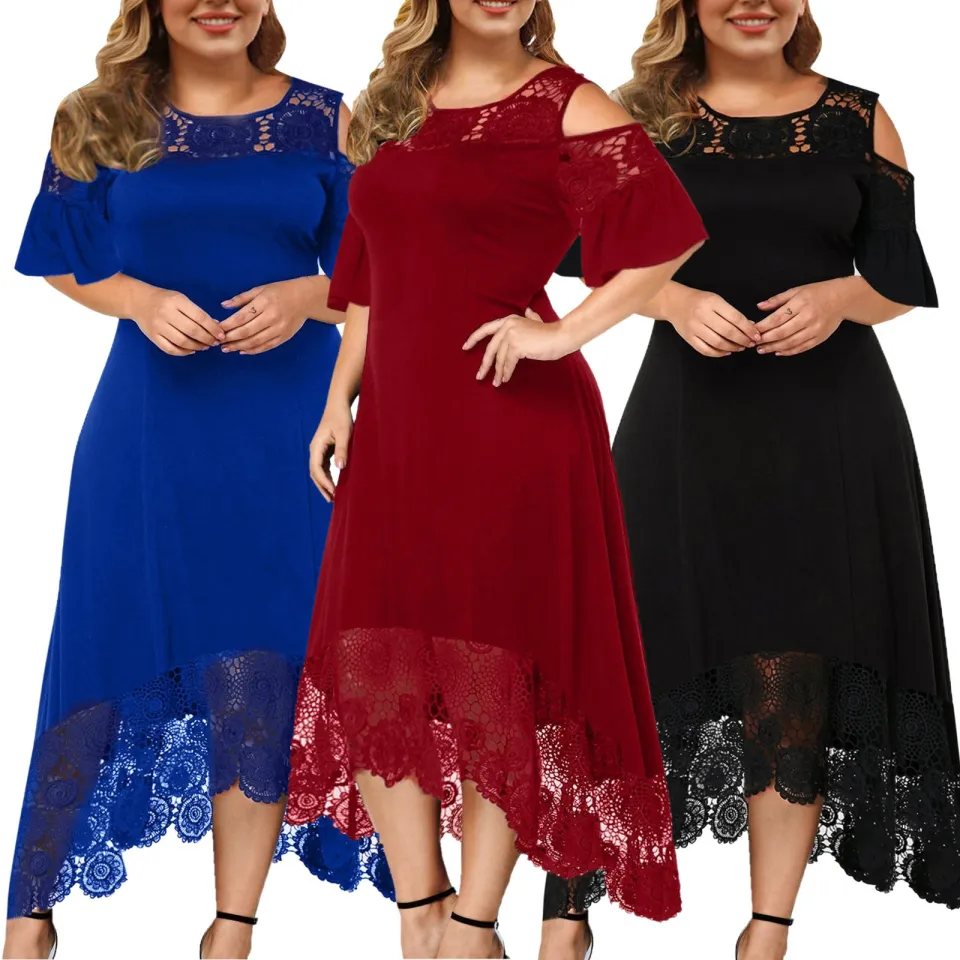 Blue High Low Size Fall Dresses for Women Special Occasion in Lace Dress plus