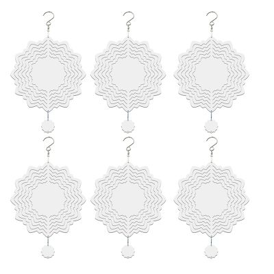 6Pcs Sublimation Wind Spinner Blanks 3D Wind Spinners Hanging Wind Spinners for Outdoor Garden Decoration Q-8 Inch