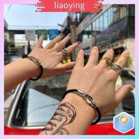 LIAOYING เหล็กไร้สนิม สร้อยข้อมือเกือกม้า สายเคเบิลปม ถักแบบถัก กำไลข้อมือข้อเท้า ง่ายๆ ห่วงโซ่ลวด กำไลข้อมือคู่ สำหรับผู้หญิง