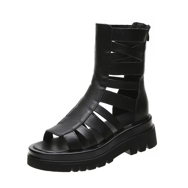 ขายดีที่สุด-ioztt2023-flats-platform-sandals-shoes-2023-new-fashion-hollow-ladies-leather-non