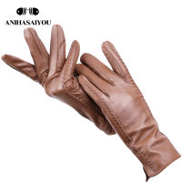 Striped leather gloves women,color leather womens gloves,sheepskin womens leather gloves,fashion mittens womens winter- 2224