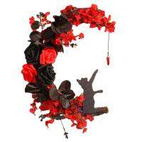 Halloween Rose Wreath Halloween Front Door Decor Artificial Rose Wreaths Dark Gothic Style Create A Halloween Mood for Door Frame Harvest Festival Decoration heathly