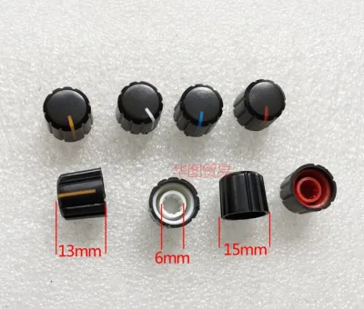 60pcs rotary potentiometer plastic knob cap / mixer console volume audio switch knob knurling shaft / flower shaft 6mm 13*15mm Guitar Bass Accessories
