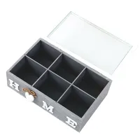 European-Style Creative Wooden Six-Grid Retro Old-Fashioned Tea Wooden Jewelry Box Wooden Storage Box