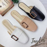 Rarin [ Taylor ] 36 - 41 รองเท้าเปิดส้น แต่งเข็มขัด สวยหรูดูแพง **เท้าไม่เรียวบวกเพิ่ม**