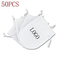 50PCS White Ribbon Flannel Bag Pouch For Bead Charm Earrings Necklace jewellery Packaging Jewelry Organizer Joyero gift