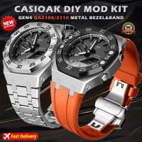 CasiOak Mod Kit สำหรับ GA2100 กรอบโลหะ Casio การปรับเปลี่ยน GEN4 รุ่นนาฬิกายางกรณีสายสแตนเลส GA 2100/2110-Meqiao ke