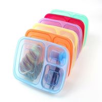 ✤❒ Lunch Box with Lid Fresh Keeping Leak-Proof Disposable 3-Compartment Bento Snack Box Plastic Sandwich Lunch Container