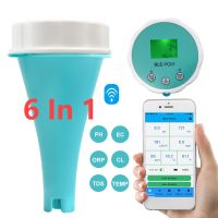 6 In 1 Bluetooth-compatible Water Quality Detector PH EC TDS ORP Temp Chlorine CL APP Display Swimming Pool Water Quality Tester