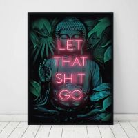Funny Bathroom Sign Canvas Prints And Poster Let that Shit Go Quote Bathroom Art for Female Painting Wall Picture Bathroom Decor