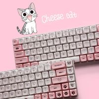 134 Keys XDA Keycaps น่ารักแมวกุญแจหมวกสำหรับแป้นพิมพ์เชิงกลสำหรับเล่นเกมเชอร์รี่สวิตช์ Mx สีย้อม-SUB สีชมพูตัวครอบปุ่มคีย์บอร์ด XDA GK61โปรไฟล์