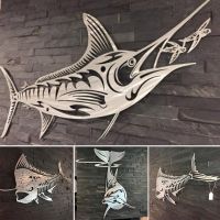 Metal Marine Fish Wall Decoration Wrought Iron Indoor Crafts Ornament for Home Living Room Bedroom GQ